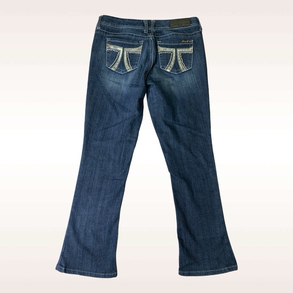 Seven7 Jeans Womens 8 (32x28) Blue Rocker Slim Bootcut Embellished Stretch